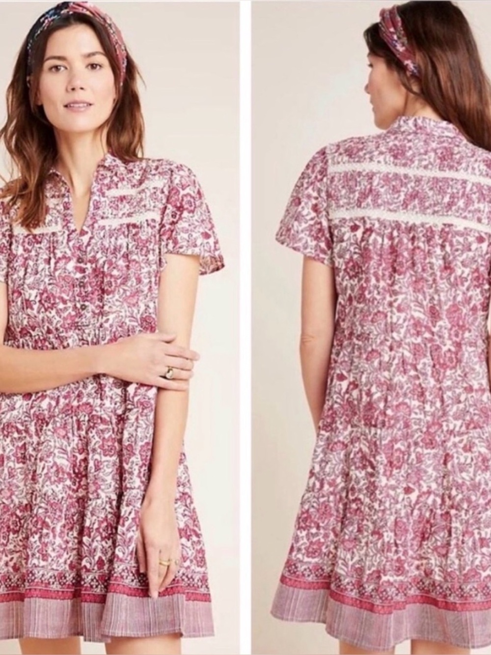 Anthropologie Floral Pink Short-Sleeve Swing Dress

100% Cotton